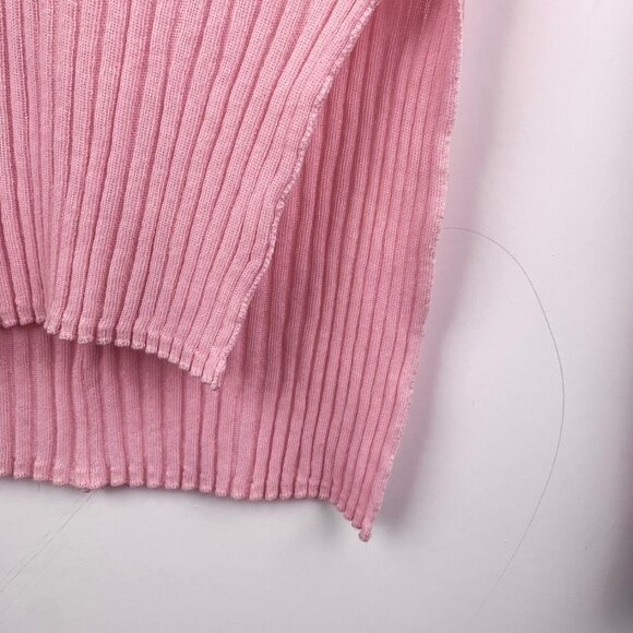 Celine Pink Ribbed Long Sleeve Knit Top With Contrast Trim XS - Picture 4 of 7